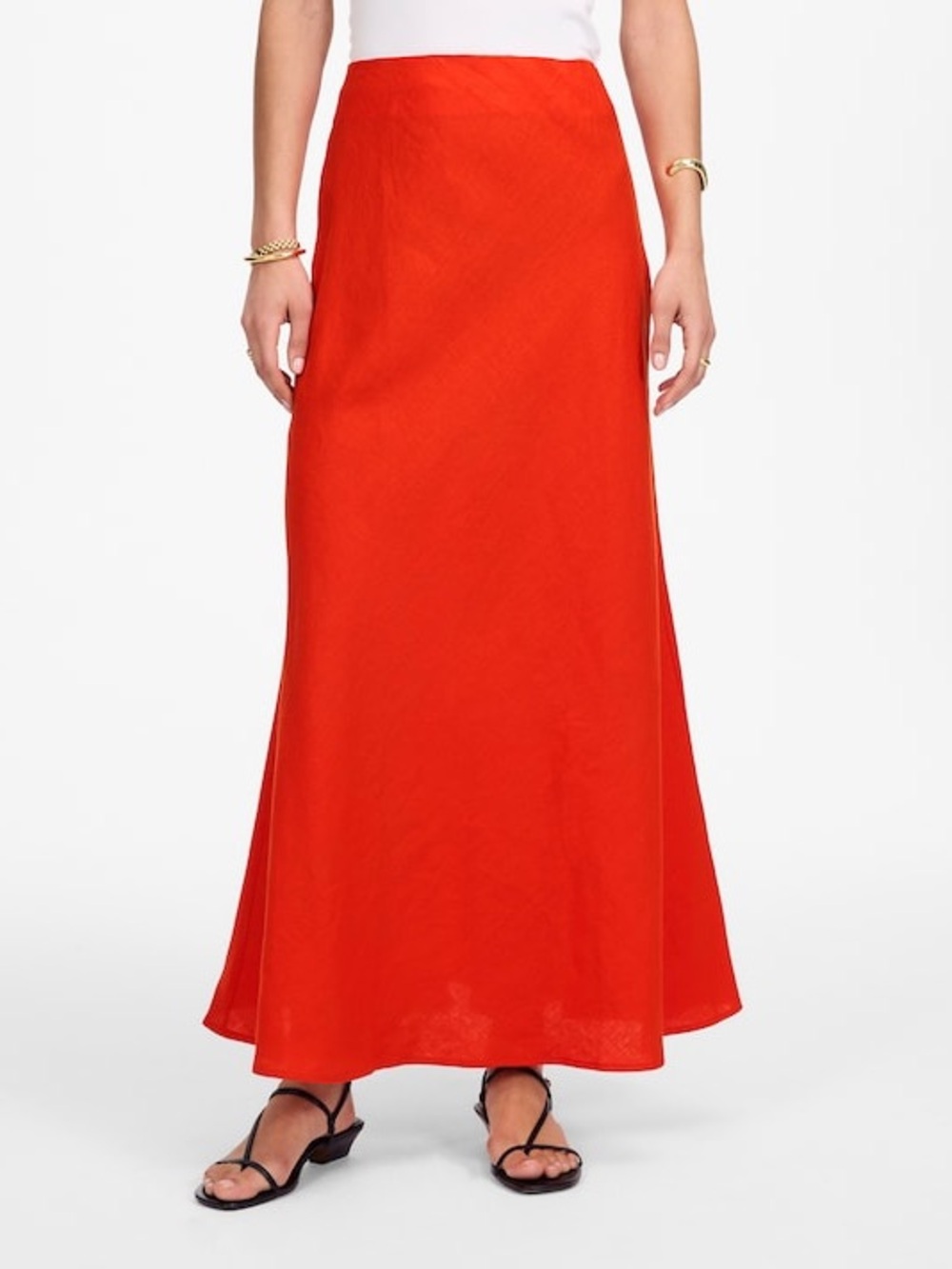 Madewell Maxi Slip Skirt in Bright Flame